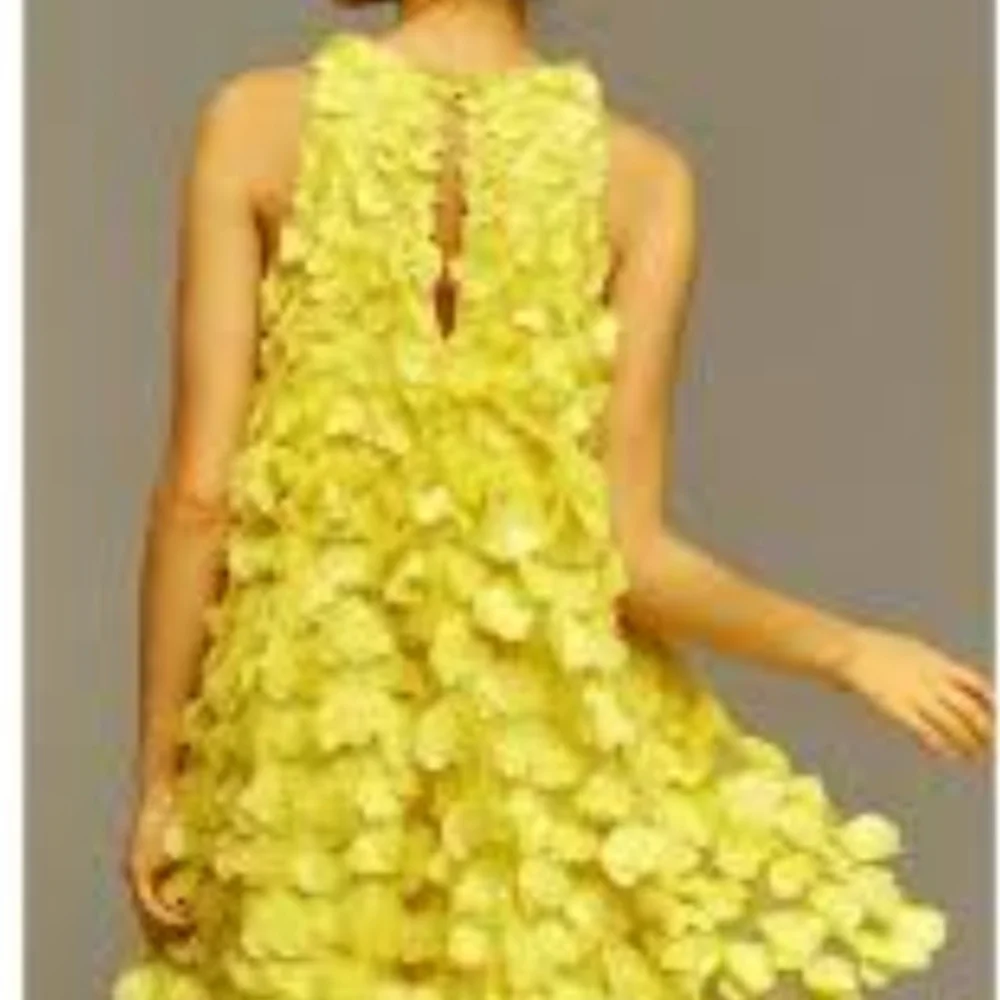 ANTHROPOLOGY Maeve FLOATY Sunny Lemon Lime Appliqued MINI Dress. Size M EUC! - Picture 4 of 13